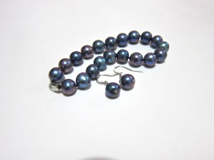 Natural blue-turquoise bracelet, drop ear-rings set